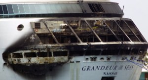 Grandeur of the Seas showing fire damage
